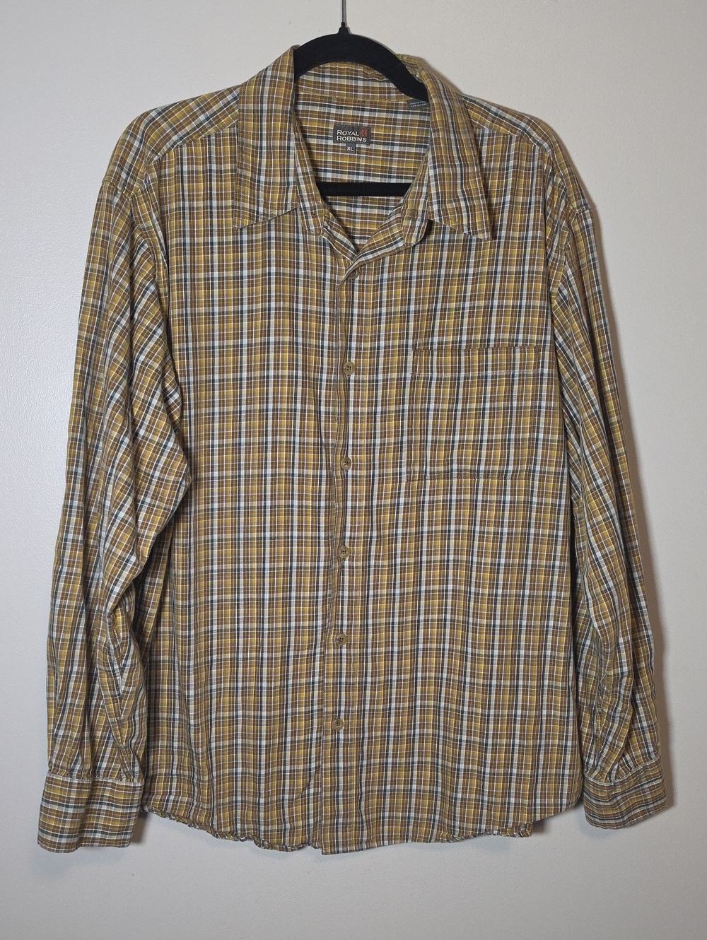 Royal Robbins Men's Yellow Plaid Button-Down Shirt